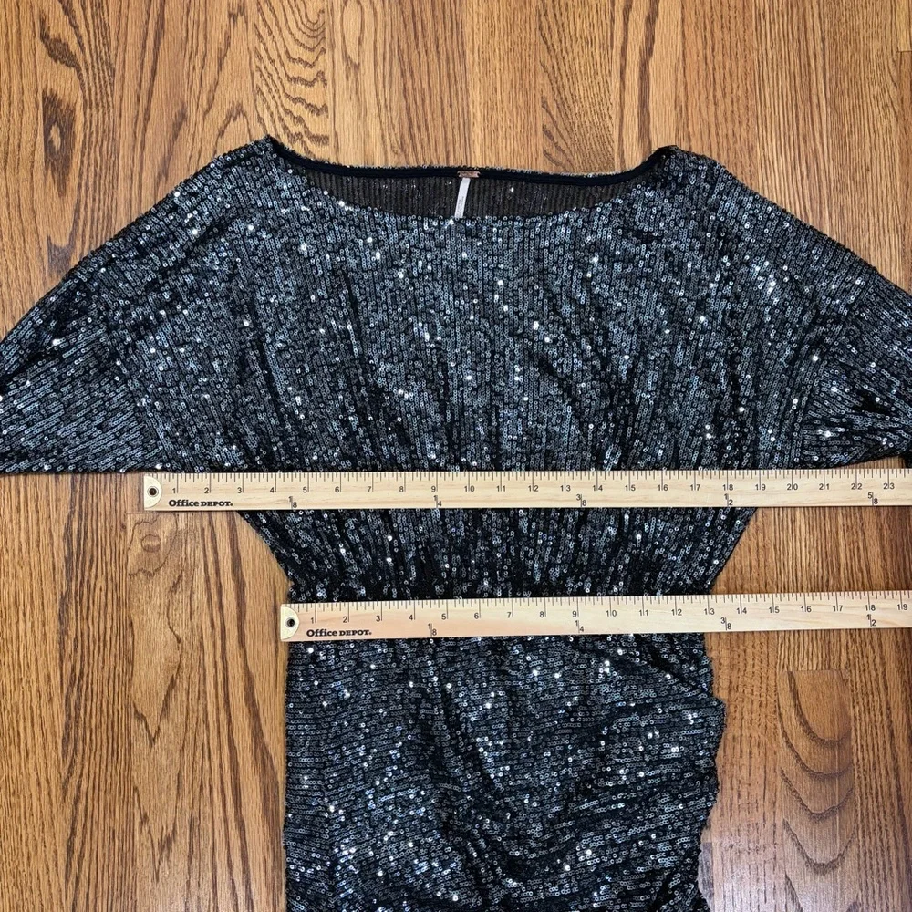Free People Giselle Sequin Minidress in Graphite